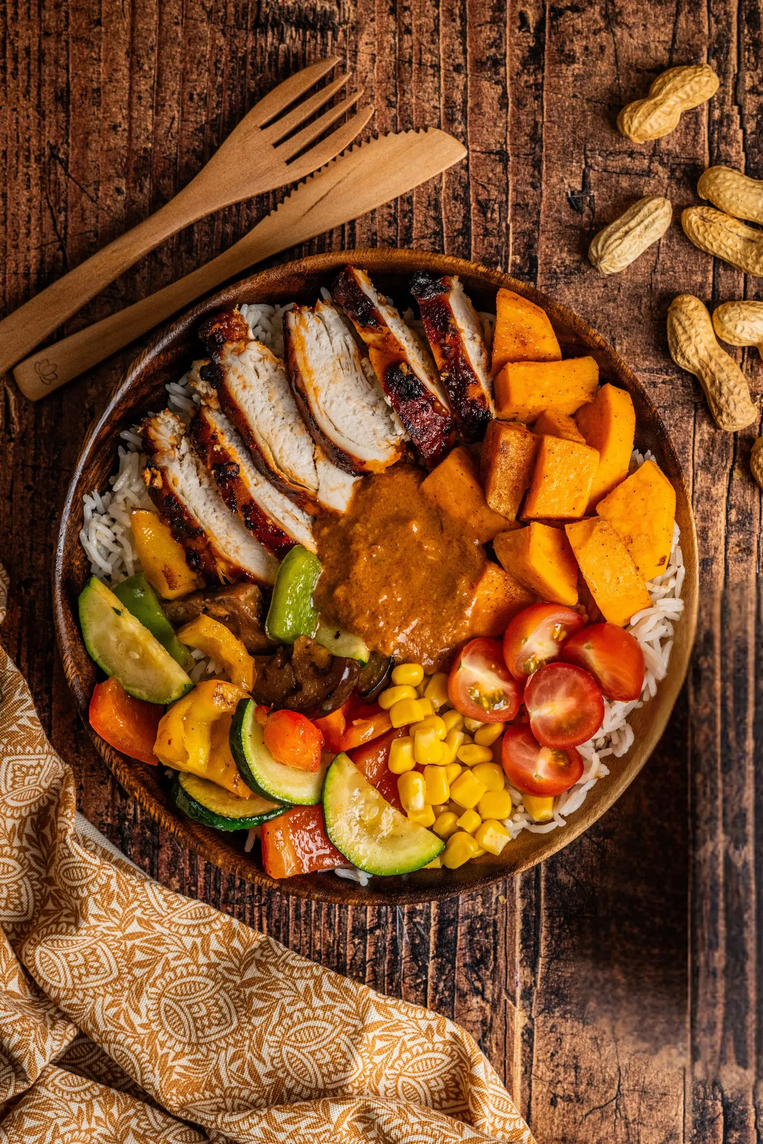 bowl poulet cacahuete