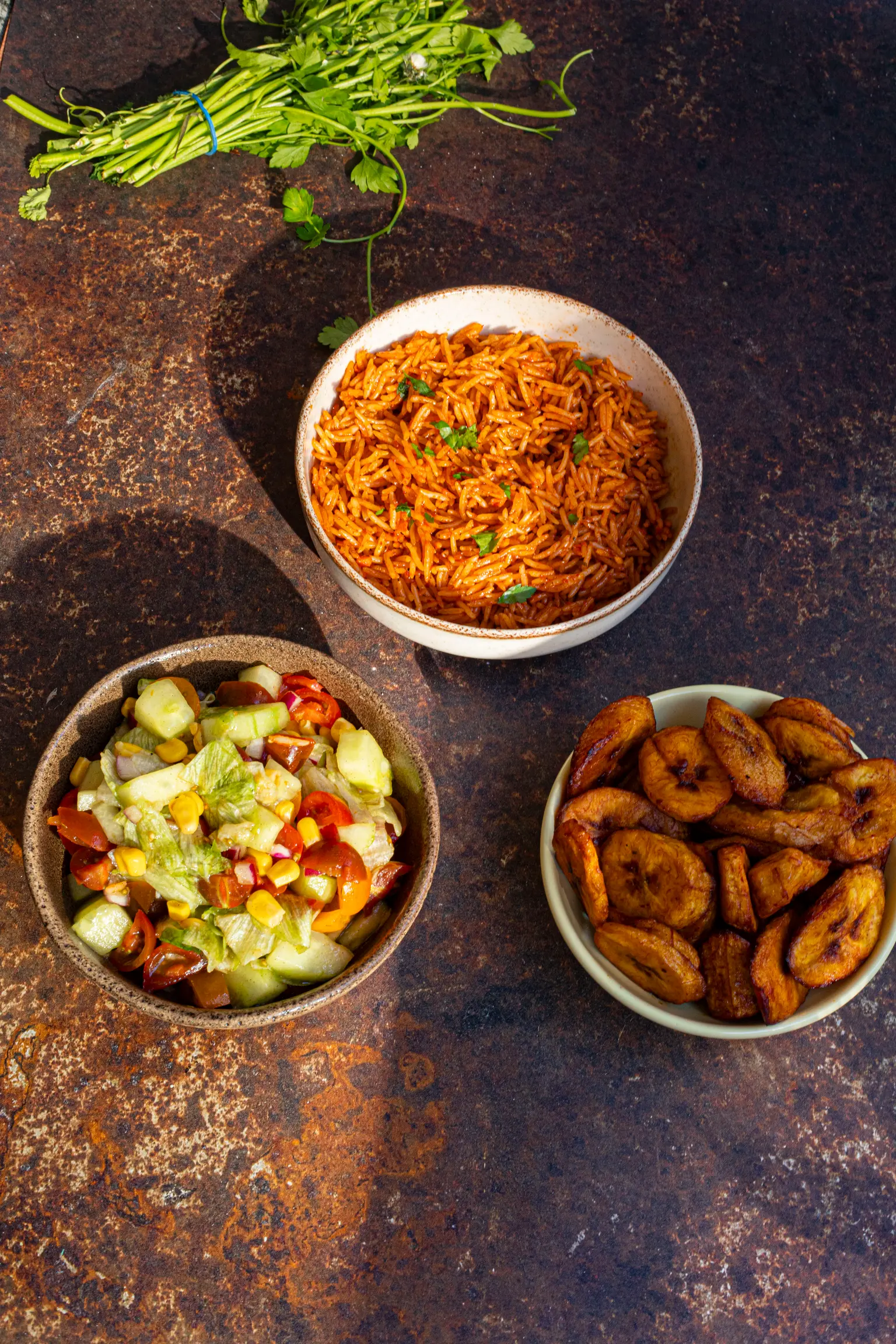 trio riz banane salade