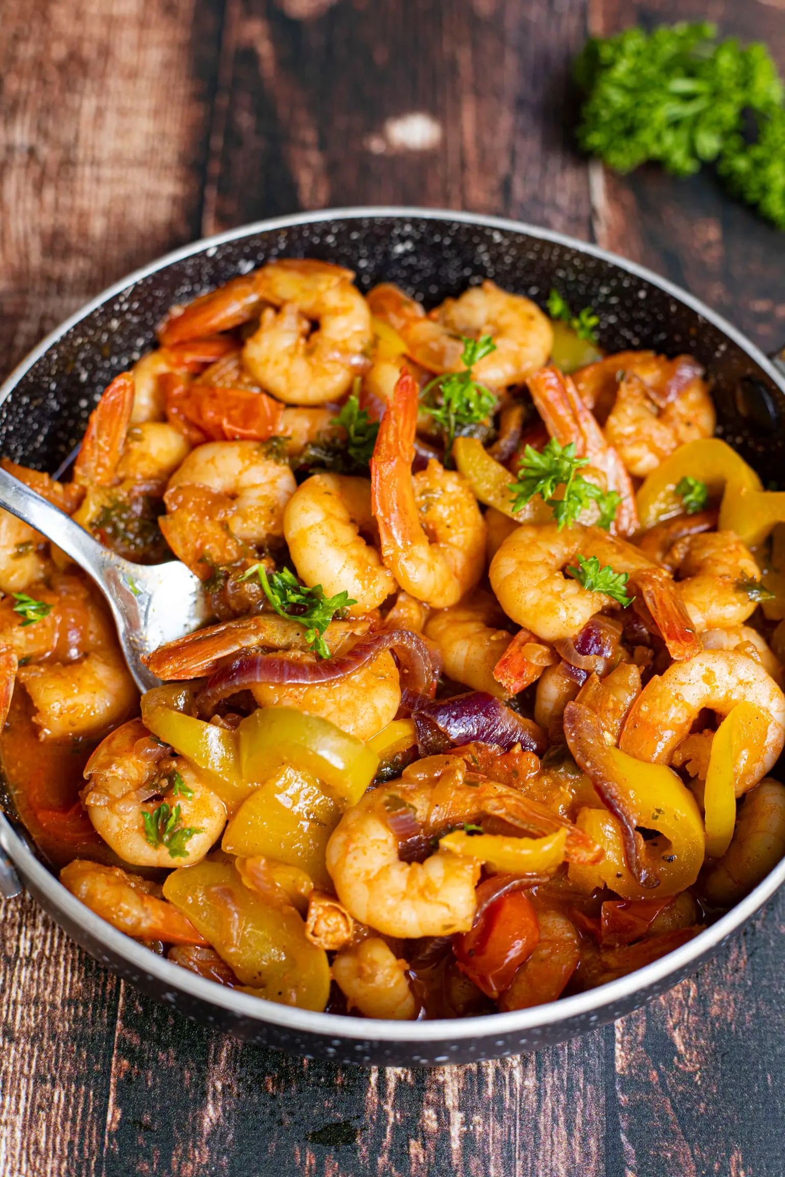 crevettes sautees aux poivrons