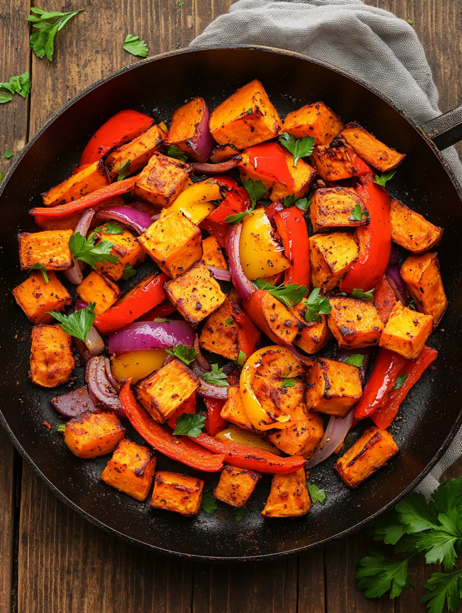 patate douce rotie aux poivrons