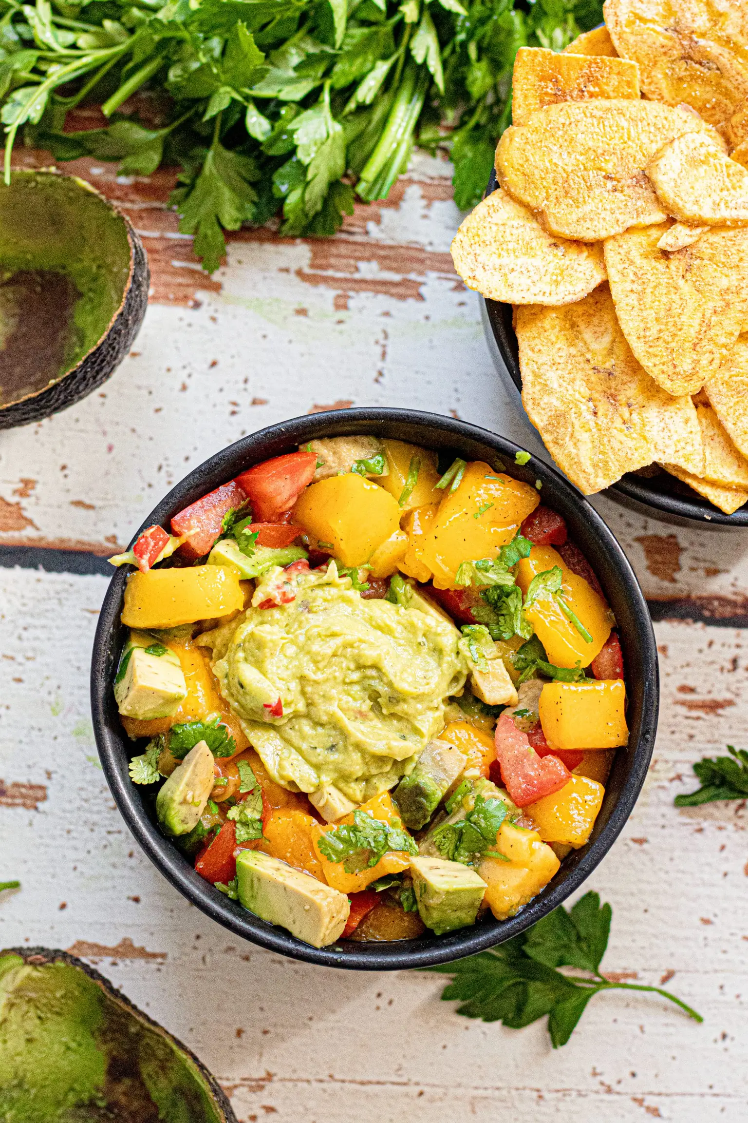 salsa de mangueavocat vinaigrette a lorange et au vinaigre de maad