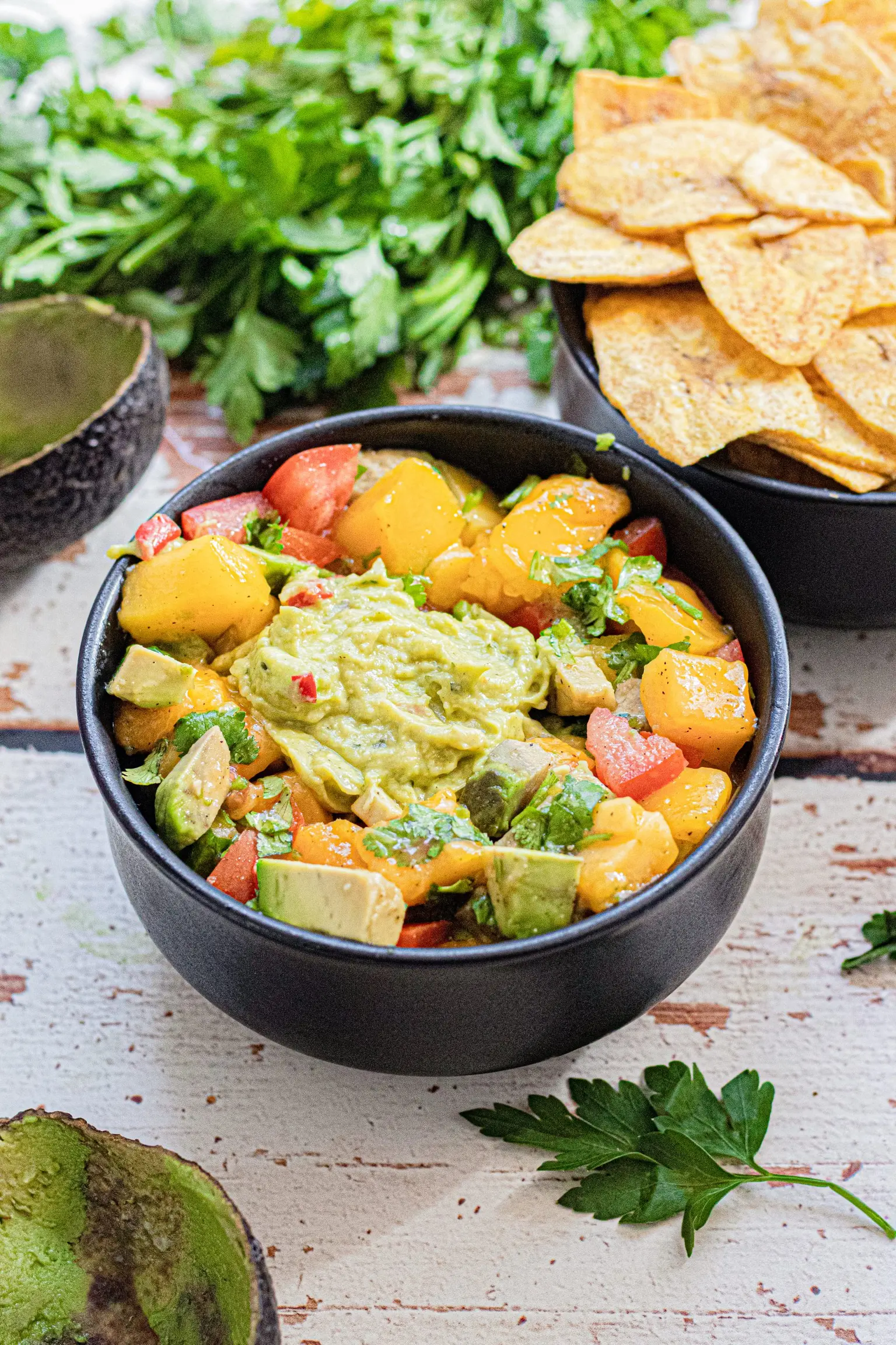 salsa de mangue avocat vinaigrette a lorange et au vinaigre de maad
