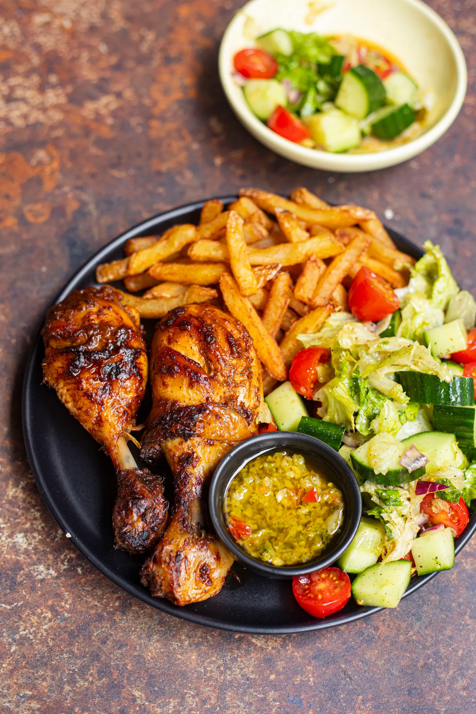 poulet frite salade