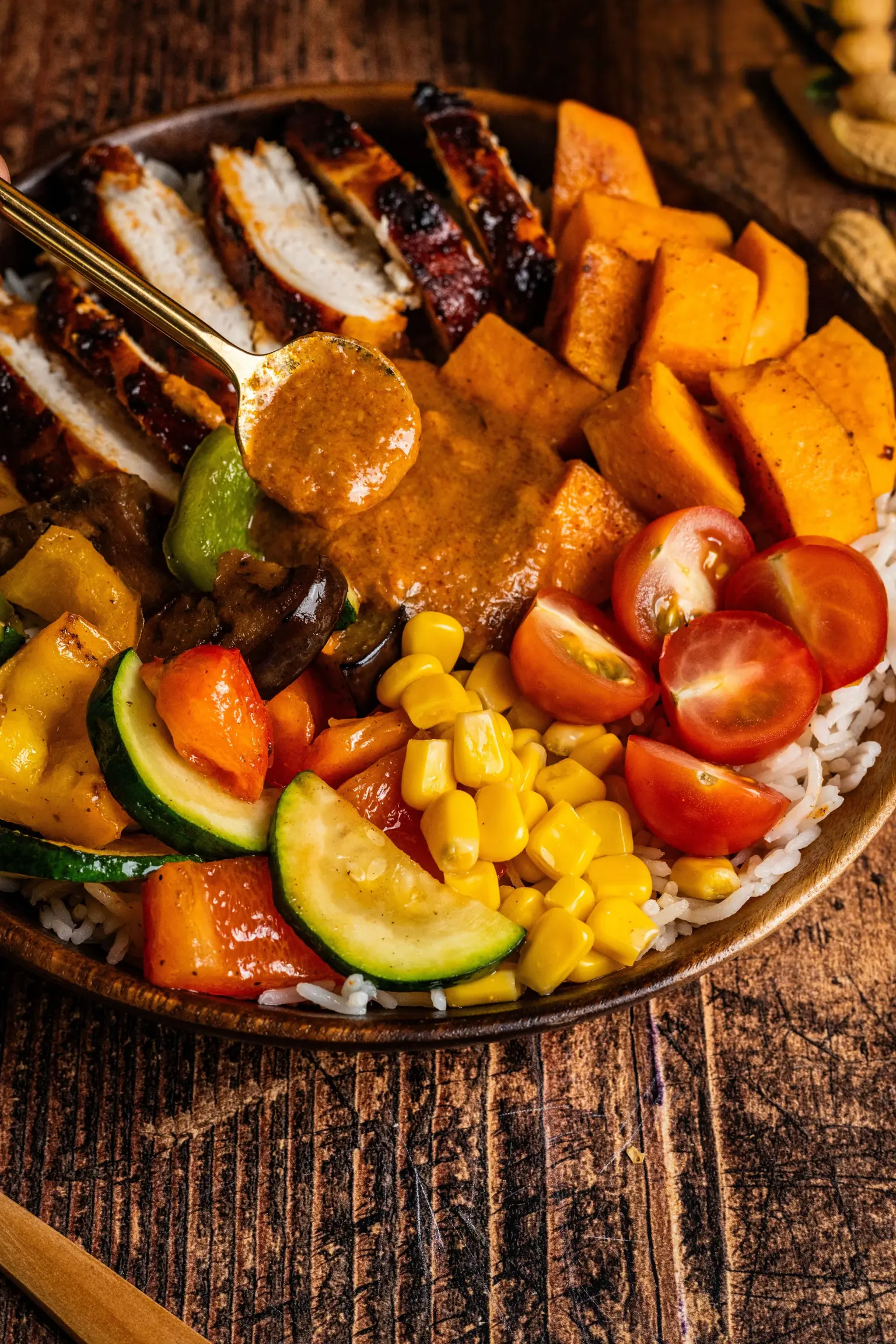 bowl poulet cacahuete