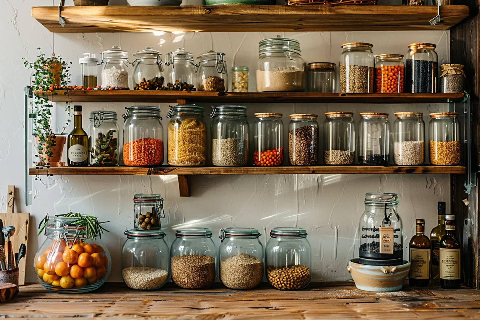 comptoir cuisine avec ses contenants