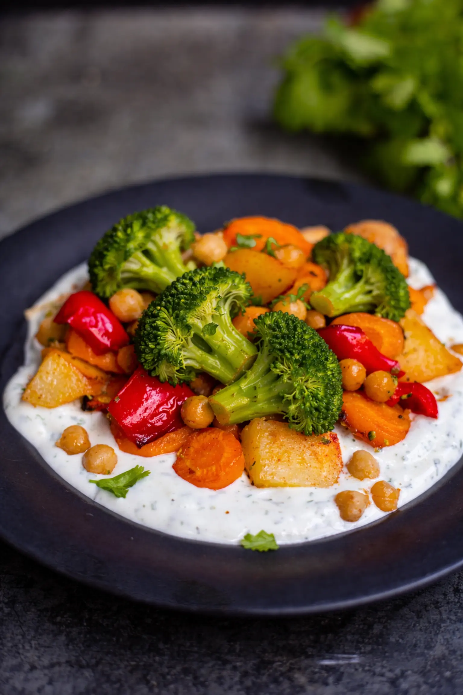 légumes rôtis au four sauce yaourt grec