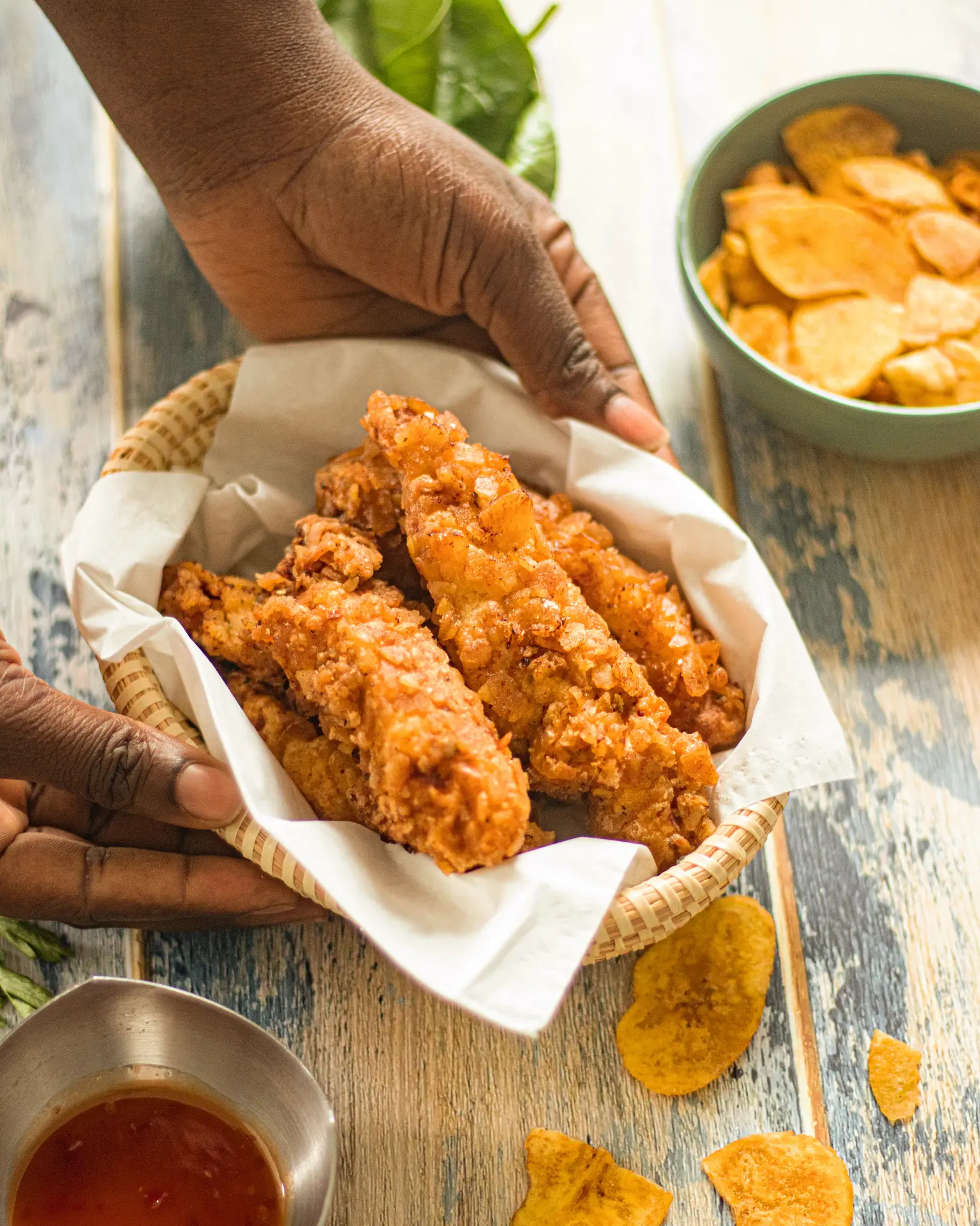 Batonnets Poulet Pane Chips Banane Plantain