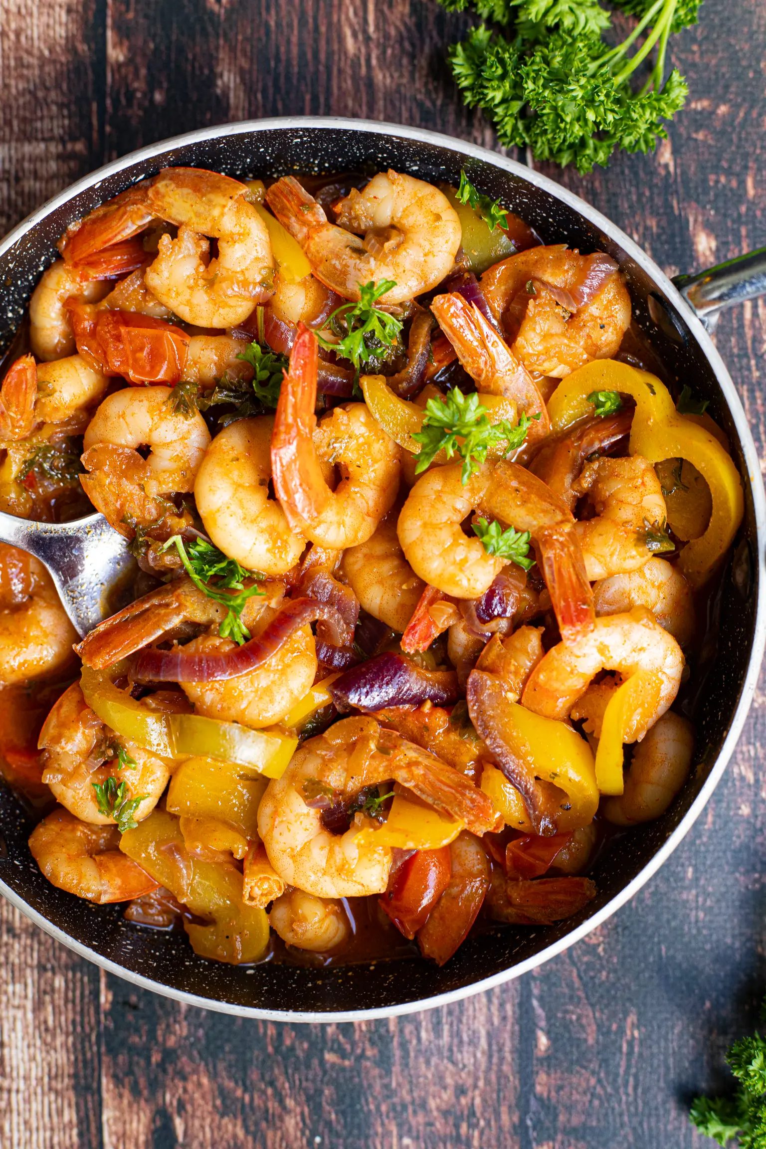 crevettes sautees aux poivrons