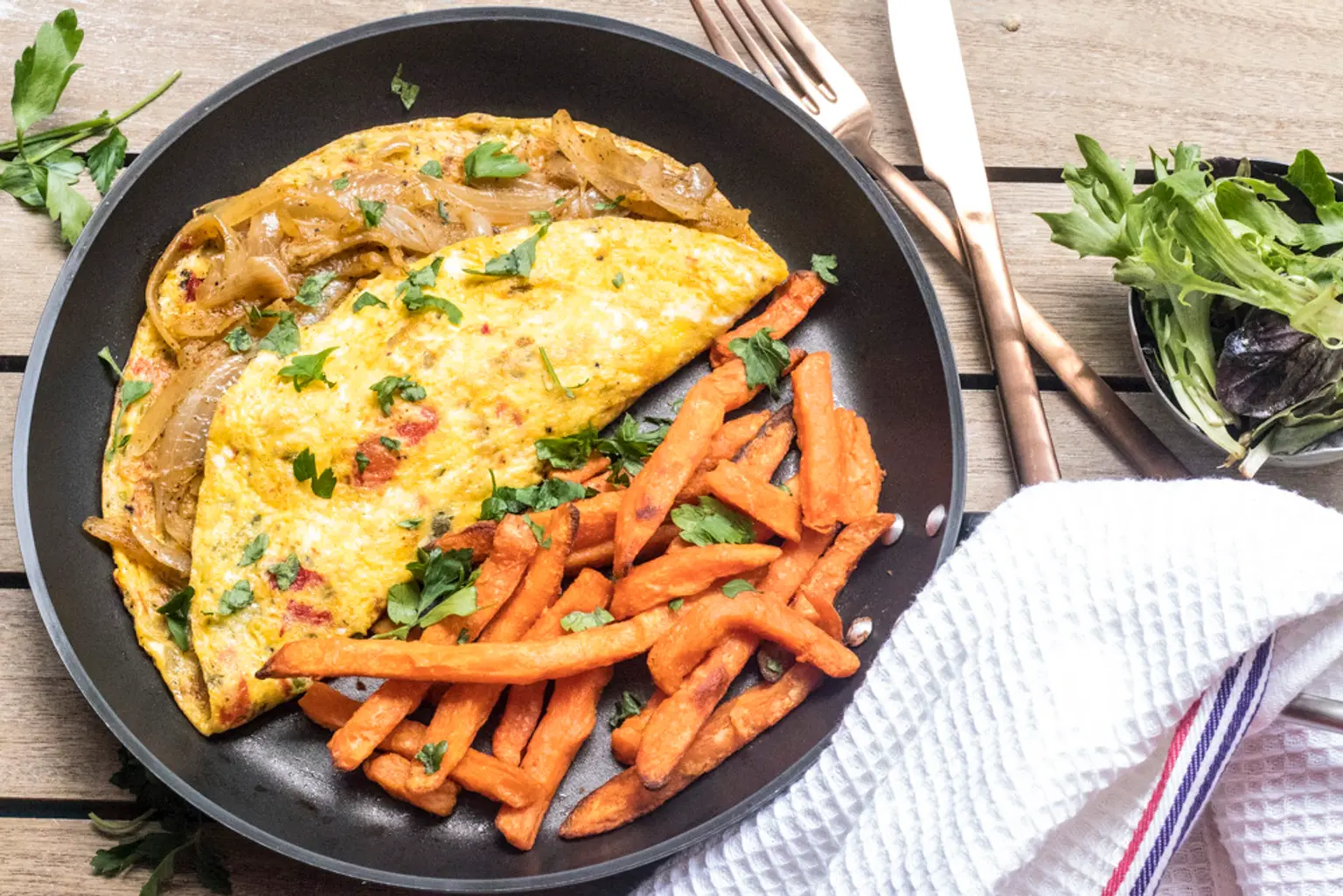 omelette oignons frites patates douce