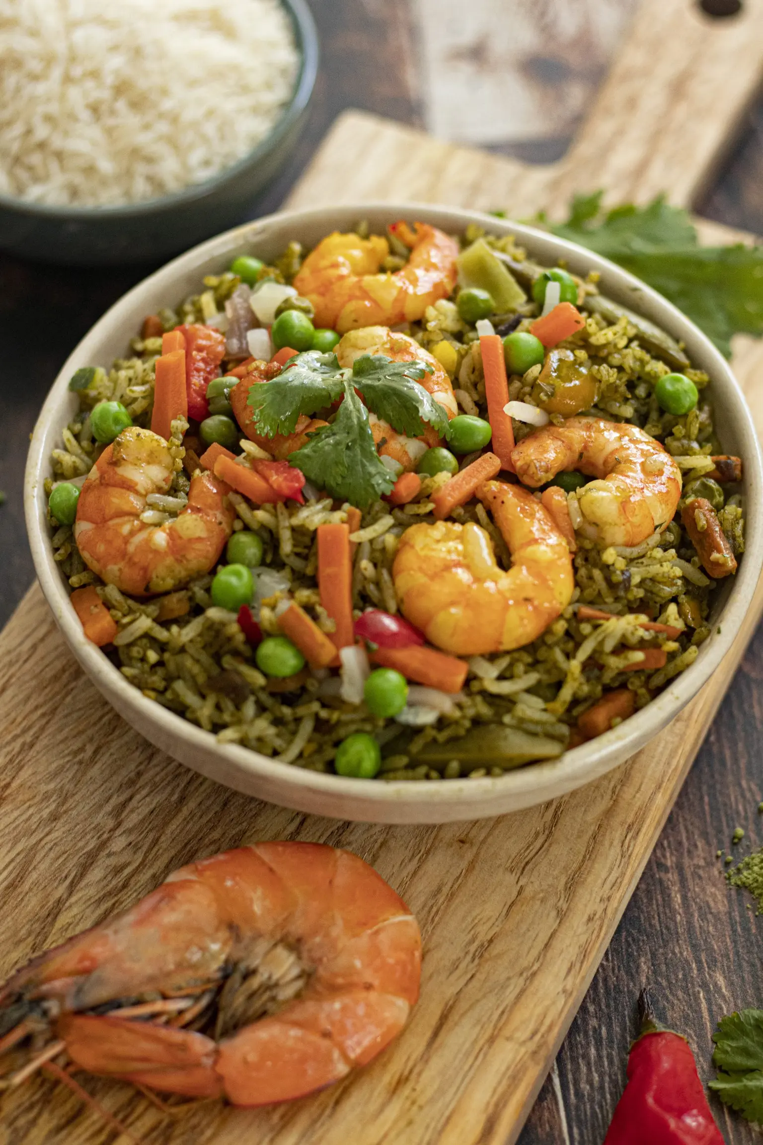 riz saute aux crevettes et au moringa