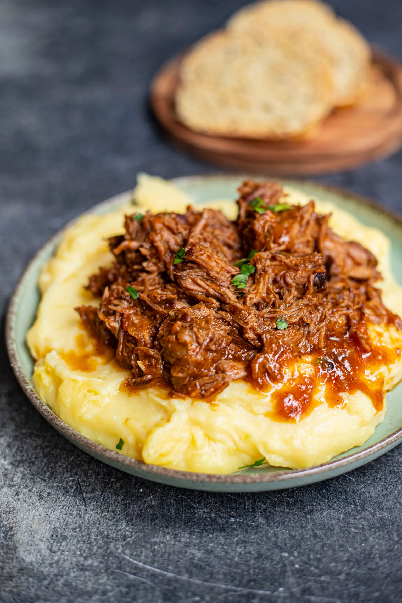 bœuf effiloché mijoté purée maison